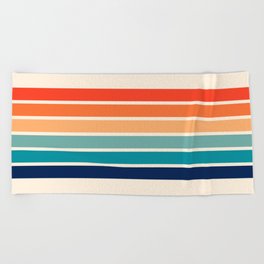 Tadama - Colorful Classic 70's Vintage Style Retro Summer Stripes Beach Towel