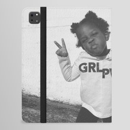 Girl power; girls rule African American little girl portrait black and white photograph - photography - photographs iPad Folio Case
