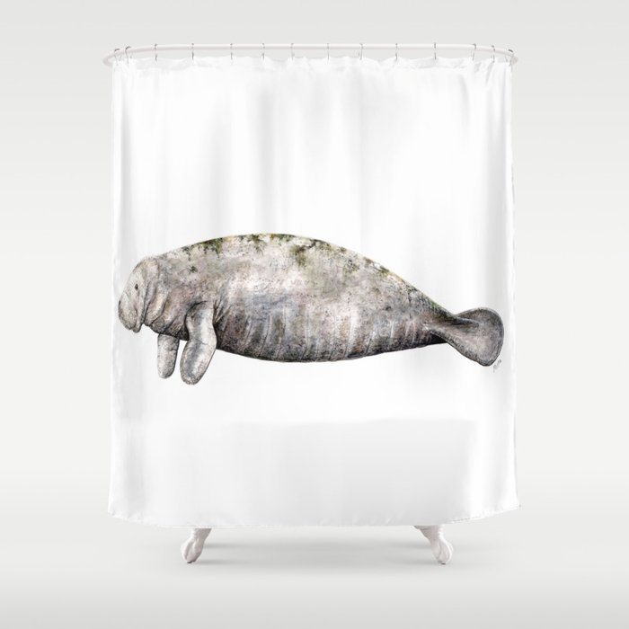 Manatee Shower Curtain By Chloe Yzoard, Chloe Fabric Shower Curtain