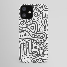 Cool Graffiti Art Doodle Black and White Monsters Scene iPhone Case