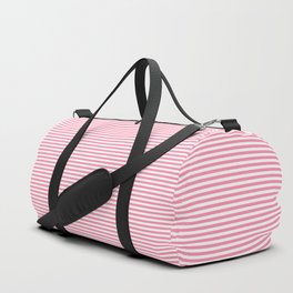 Pink and White Horizontal Stripes Duffle Bag