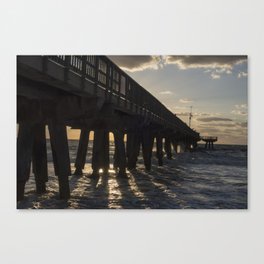 Pompano Beach Pier Pompano Florida at Sunrise Canvas Print