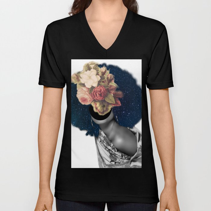 Vintage afro woman overlay V Neck T Shirt