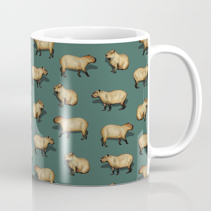 Cute Capybara Pattern - Giant Rodents on Dark Teal Coffee Mug