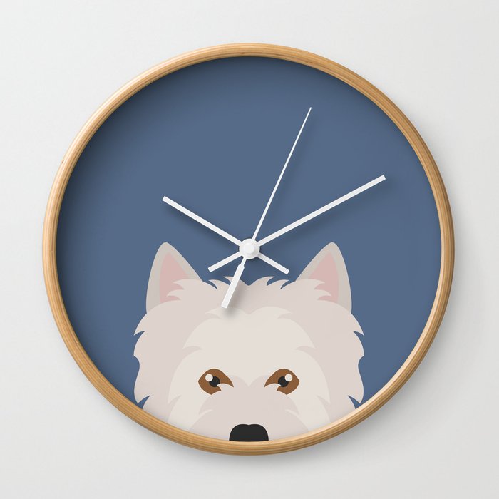 White West Highland Terrier Dog Wall Clock