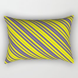 [ Thumbnail: Yellow & Dark Slate Blue Colored Lines/Stripes Pattern Rectangular Pillow ]