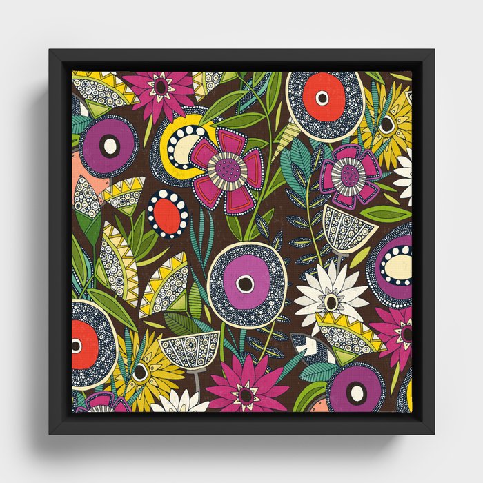 joie floral espresso Framed Canvas