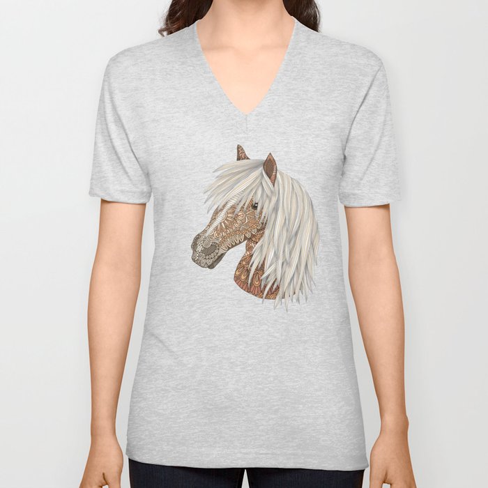 Haflinger Pony Blue V Neck T Shirt