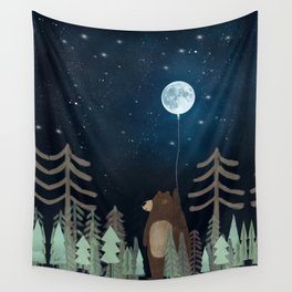 the moon balloon Wall Tapestry