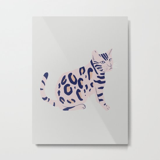 Cat's Aberration, animal, cat art print, illustration Metal Print