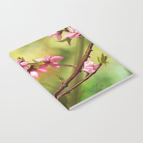Spring and pink flowers on a branch Notebook