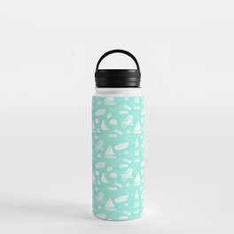 Mint Blue And White Summer Beach Elements Pattern Water Bottle