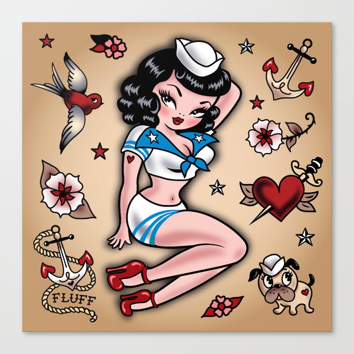 Suzy Sailor Pinup Canvas Print