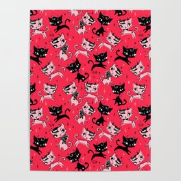 Devil Kitties Red Poster