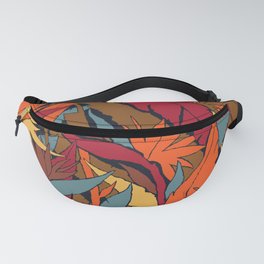 Bird of Paradise Exotic Jungle plants pattern. Contemporary Art Digital illustration background.  Fanny Pack