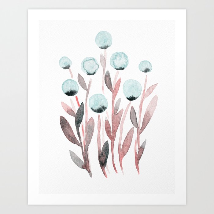 Simple watercolor flowers - pastel pink and blue Art Print by wackapacka |  Society6