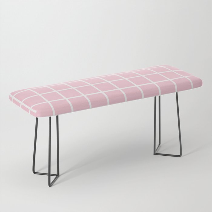 Soft Pink And White Grid Pattern Bench