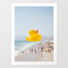 Playing duck at beach Art Print