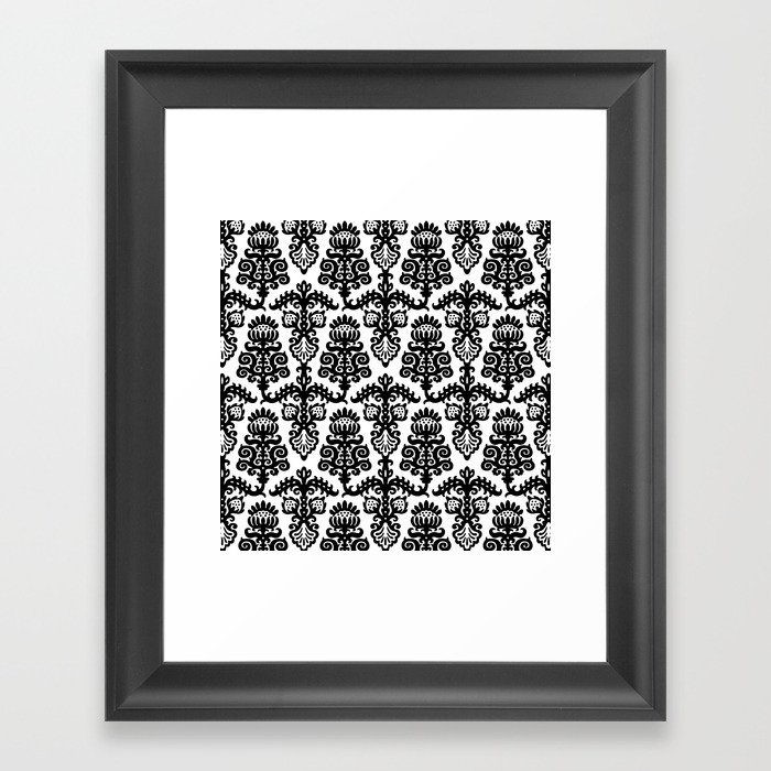 Floral Pattern Black & White Framed Art Print