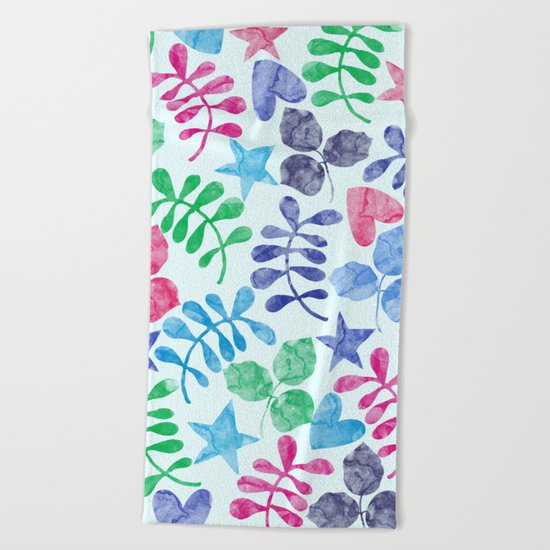 Watercolor Floral Pattern II Beach Towel