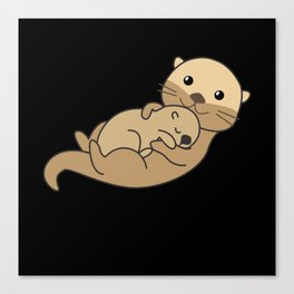 Otter Mom Otters Baby Cute Animals Animal Lovers Canvas Print