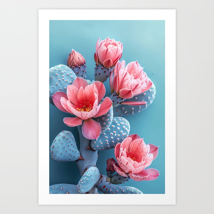 Pastel cactus flowers Art Print