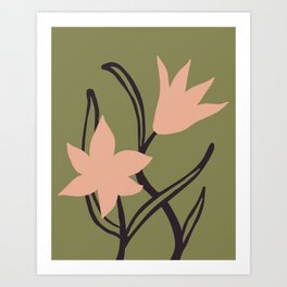 matisse inspired flowers | pink and green Art Print
