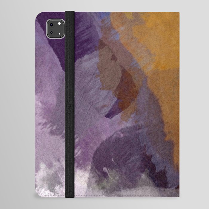 abstract splatter brush stroke painting texture background in yellow brown purple iPad Folio Case