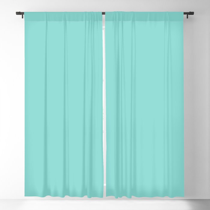 Aqua Blue Simple Solid Color All Over Print Blackout Curtain