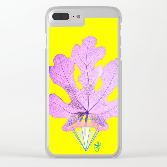 Fig Leaf Diamond Christmas Yellow Golden Clear iPhone Case
