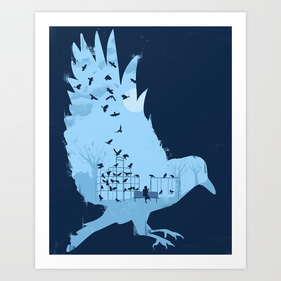 Crows on the Playground Art Print