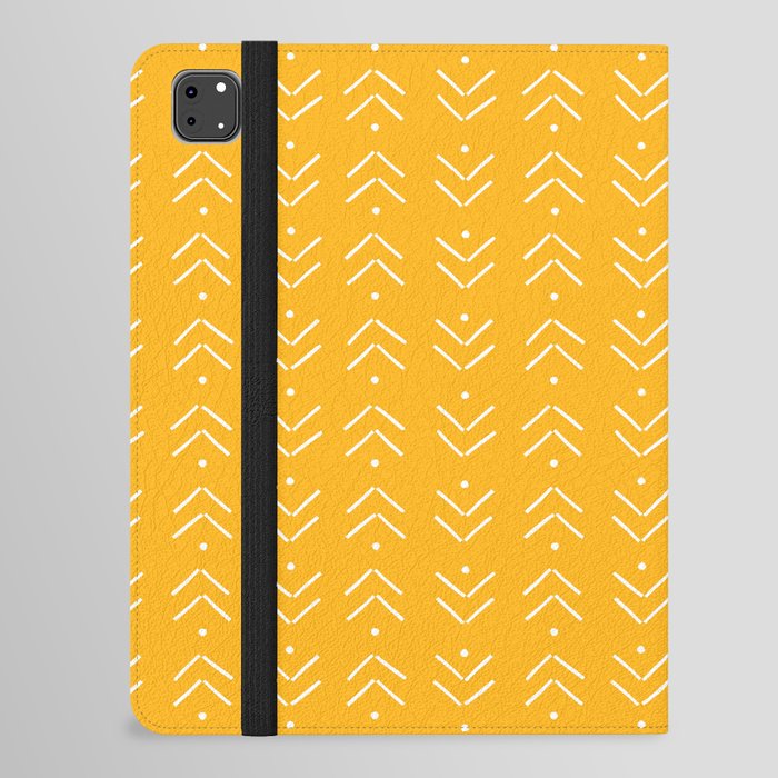 Arrow Lines Geometric Pattern 36 in Mustard Yellow iPad Folio Case