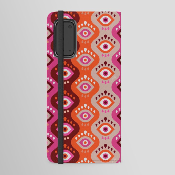 Psychedelic Wavy Eyes – Pink & Maroon Android Wallet Case