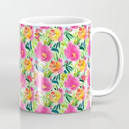 Vibrant Spring/Summer Tropical Floral Watercolor Seamless Pattern Coffee Mug