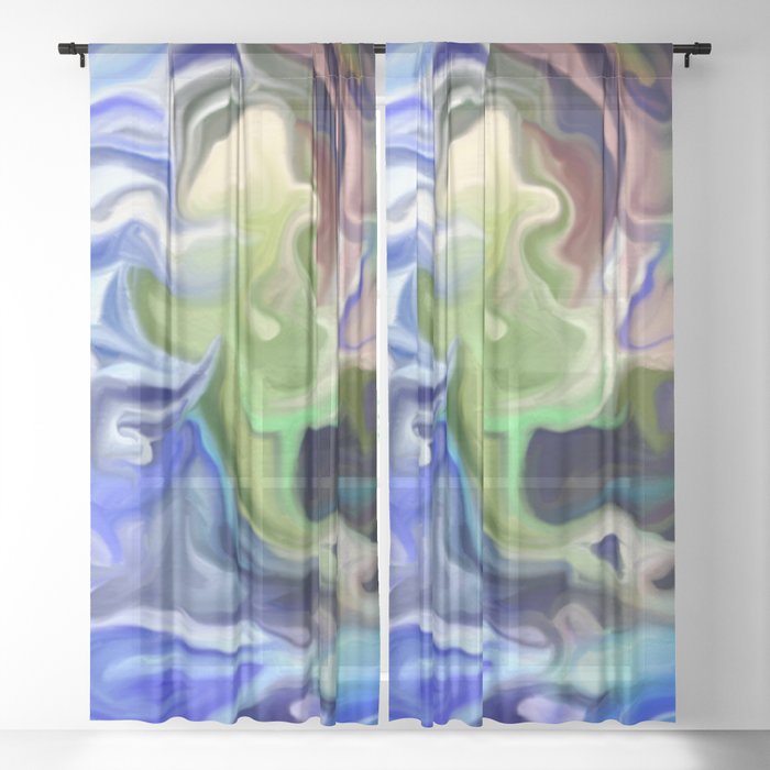 Earth Planet Pattern Sheer Curtain