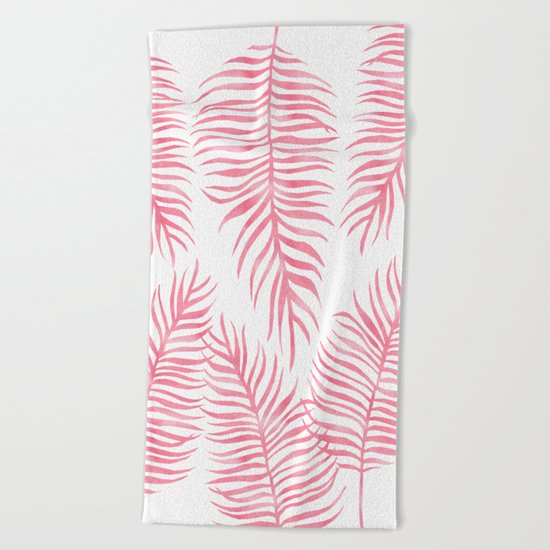 Fern Pattern Pink Beach Towel