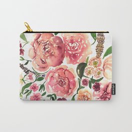 Peony Bouquet Floral Watercolor Illustration Carry-All Pouch