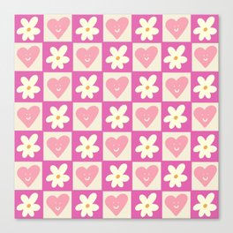 Spring of Flowers and Love - Medium and Light Pink Happy Canvas Print