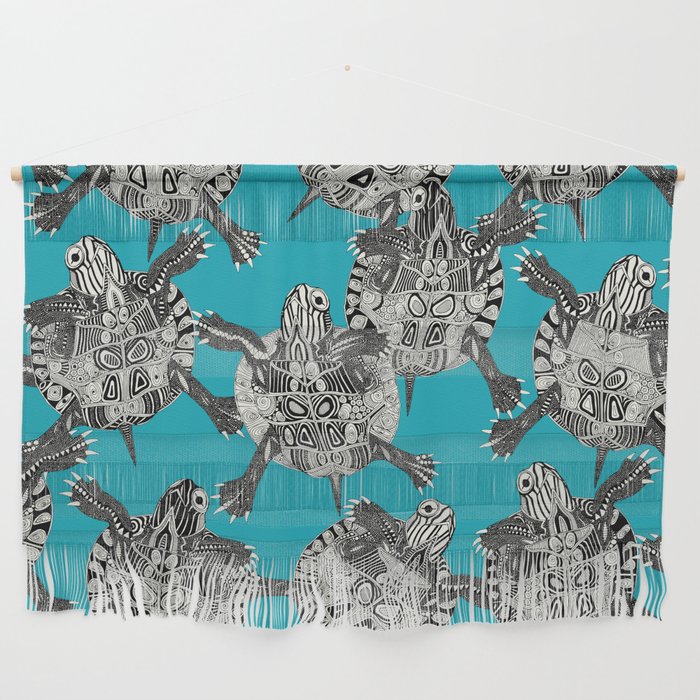 turtle party surf blue Wall Hanging