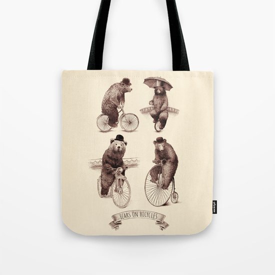 Bears on Bicycles Tote Bag