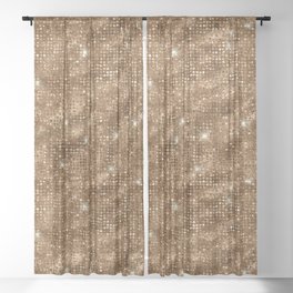Bronze Diamond Studded Glam Pattern Sheer Curtain