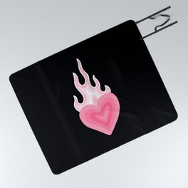 Flames of Love pink heart gradient Picnic Blanket