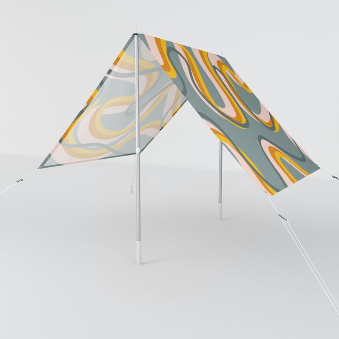 Ela - Yellow Retro Line Swirl Pattern  Sun Shade