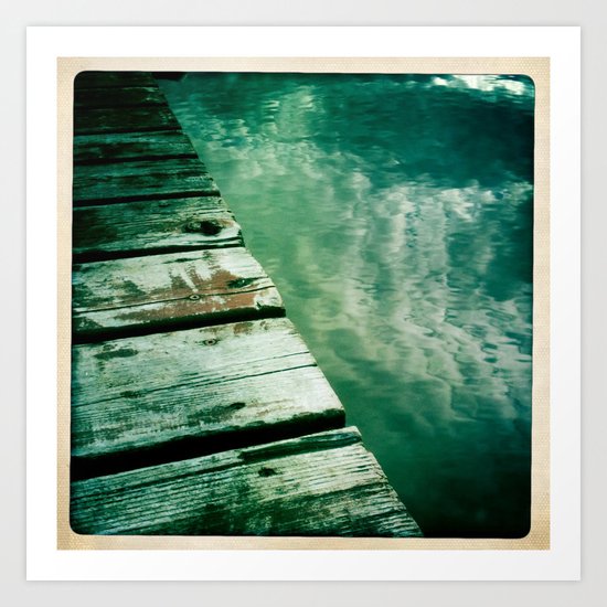 dock water and clouds Art Print