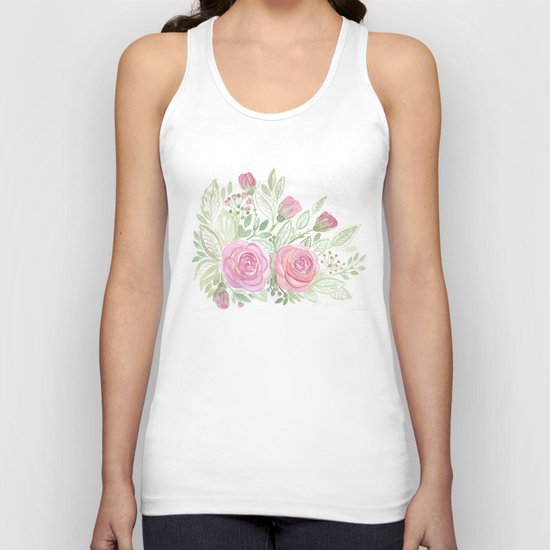 Watercolor . A bouquet of roses . Unisex Tank Top