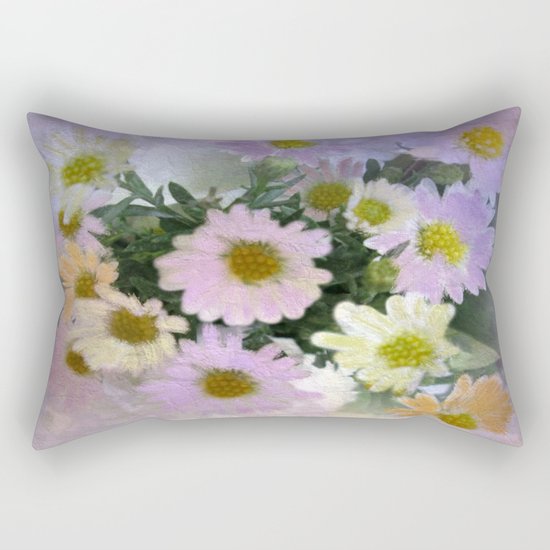 Painterly Spring Pastel Daisies Rectangular Pillow
