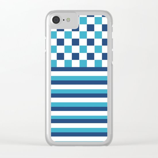 Blue summer stripes Clear iPhone Case
