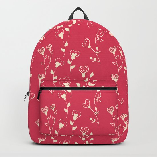 Doodle floral pattern in red Backpack