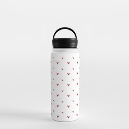 Small sketchy red hearts pattern on white background Water Bottle