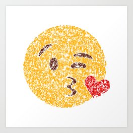 Emoji Calligraphy Art :Face blowing a kiss Art Print